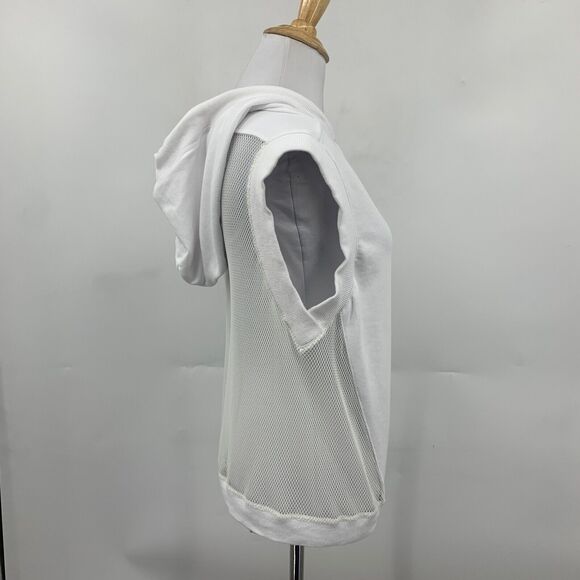 Fabletics Hoodie Womens L Large White Mesh Panel Terry Sudadera Sirena Pullover - Picture 4 of 15